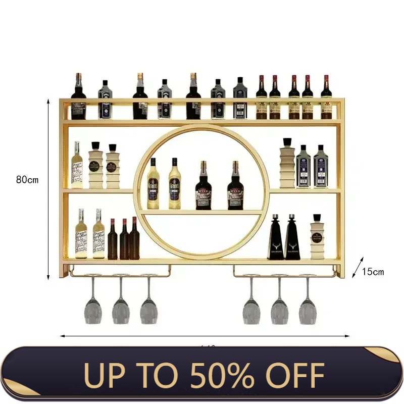Home Bar Shelves - ชั้นวางไวน์ติดผนังสำหรับอุตสาหกรรมพร้อมตู้เก็บของ ชั้นวางไวน์แบบแขวนสำหรับตกแต่งบาร์ในบ้าน ห้องรับประทานอาหาร และห้องนั่งเล่น
