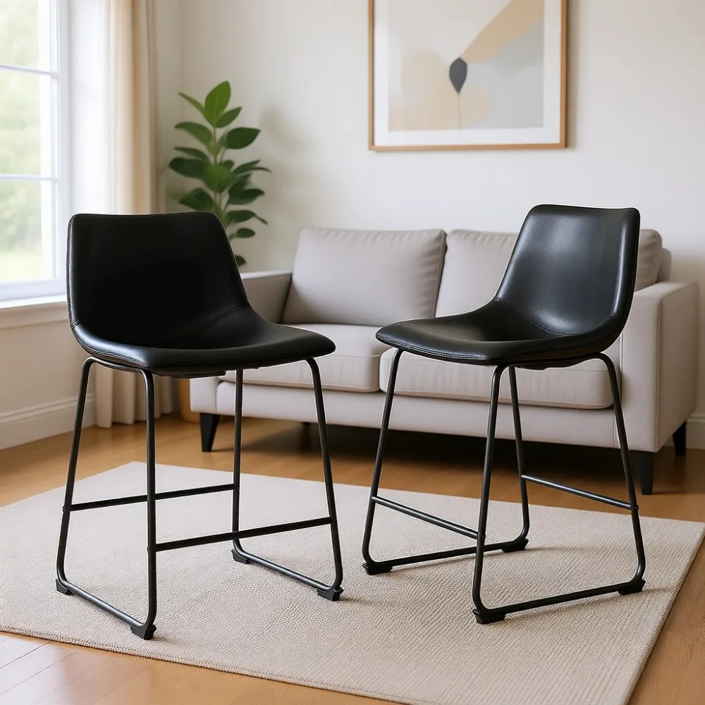 ชุดเก้าอี้บาร์หนังเทียมสีดำขนา - Home Bar Stools บทวิจารณ์และราคา
