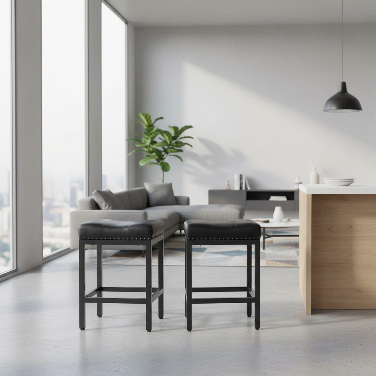 เก้าอี้บาร์หนัง PU สีดำ ขนาด 2 - Home Bar Stools บทวิจารณ์และราคา