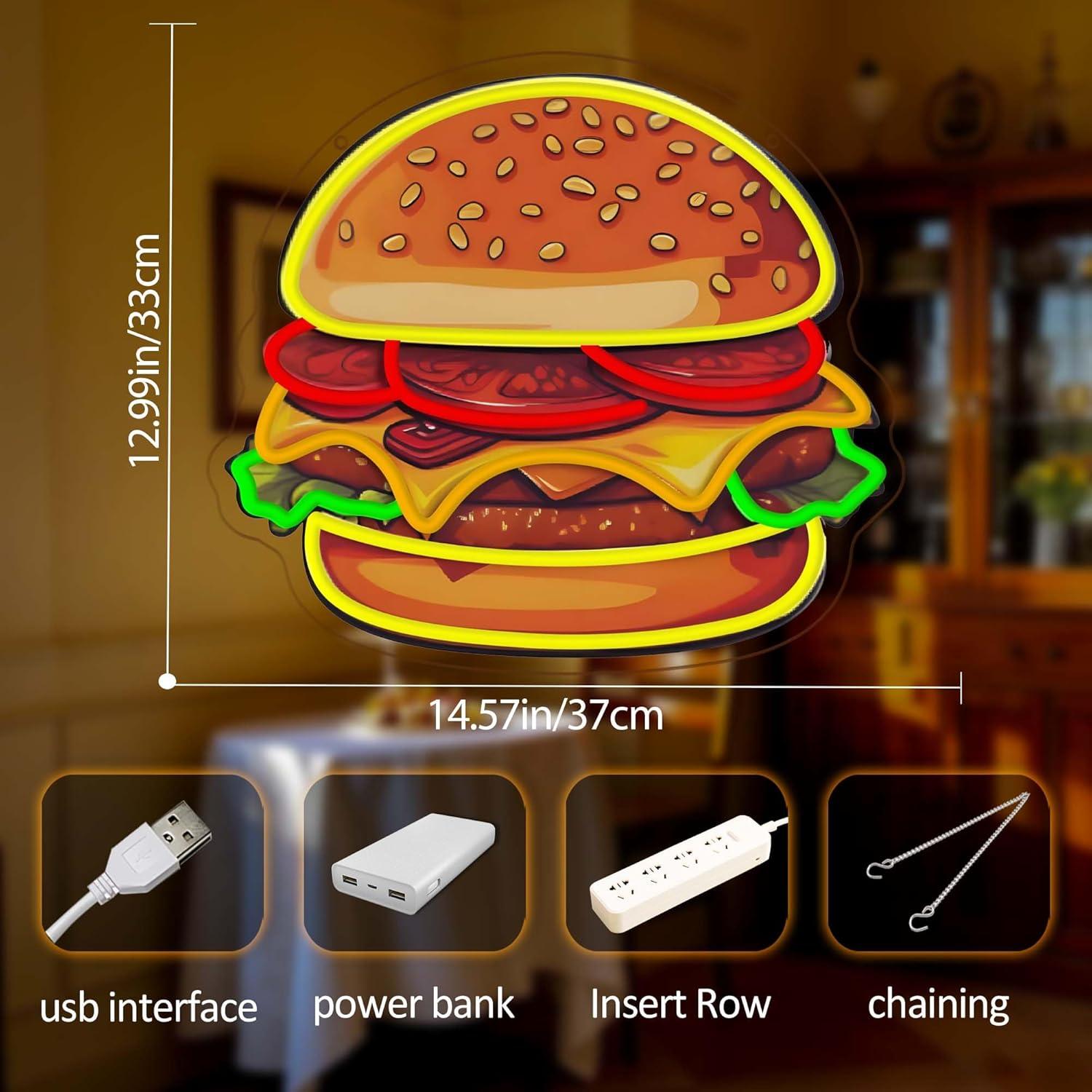 ป้ายไฟนีออนรูปเบอร์เกอร์ ไฟ LE - Home Bar Signs บทวิจารณ์และราคา